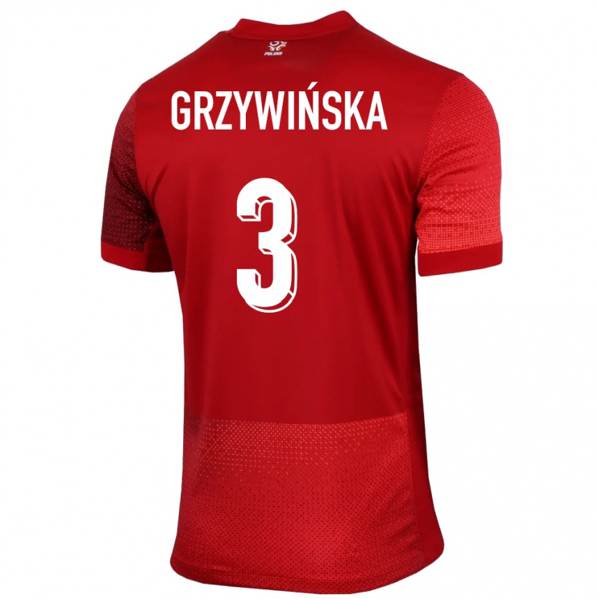 キッズフットボールポーランドガブリエラ・グジウィンスカ#3赤アウェイシャツ24-26ジャージーユニフォーム