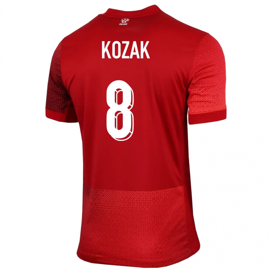 キッズフットボールポーランドキンガ・コザック#8赤アウェイシャツ24-26ジャージーユニフォーム