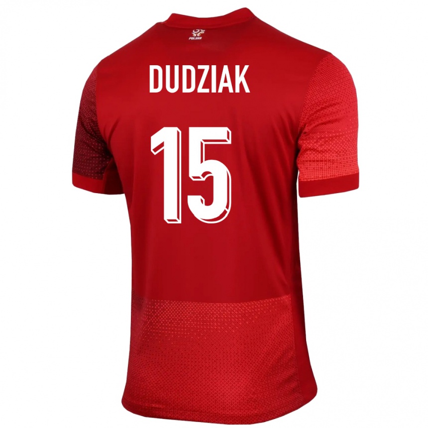 キッズフットボールポーランドアレクサンドラ・ドゥジアック#15赤アウェイシャツ24-26ジャージーユニフォーム