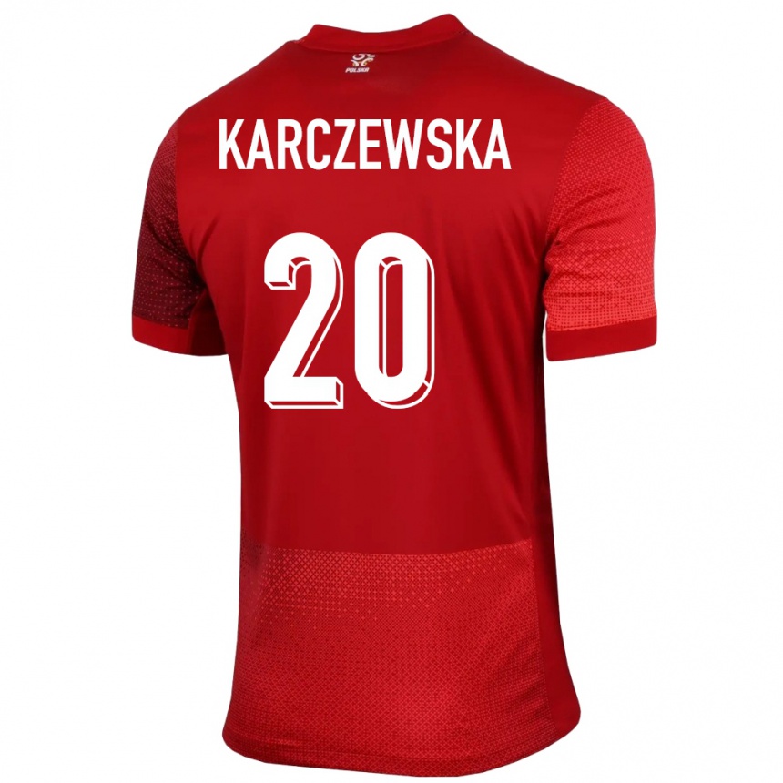 キッズフットボールポーランドニコラ・カルチェフスカ#20赤アウェイシャツ24-26ジャージーユニフォーム