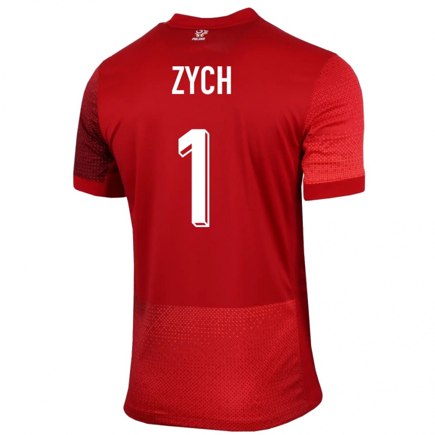 キッズフットボールポーランドオリヴィエ・ツィヒ#1赤アウェイシャツ24-26ジャージーユニフォーム