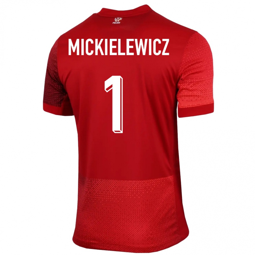 キッズフットボールポーランドアレクサンダー・ミキエレヴィッチ#1赤アウェイシャツ24-26ジャージーユニフォーム