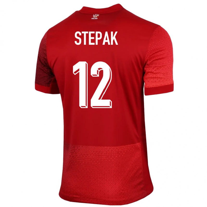 キッズフットボールポーランドヤクブ・ステパック#12赤アウェイシャツ24-26ジャージーユニフォーム
