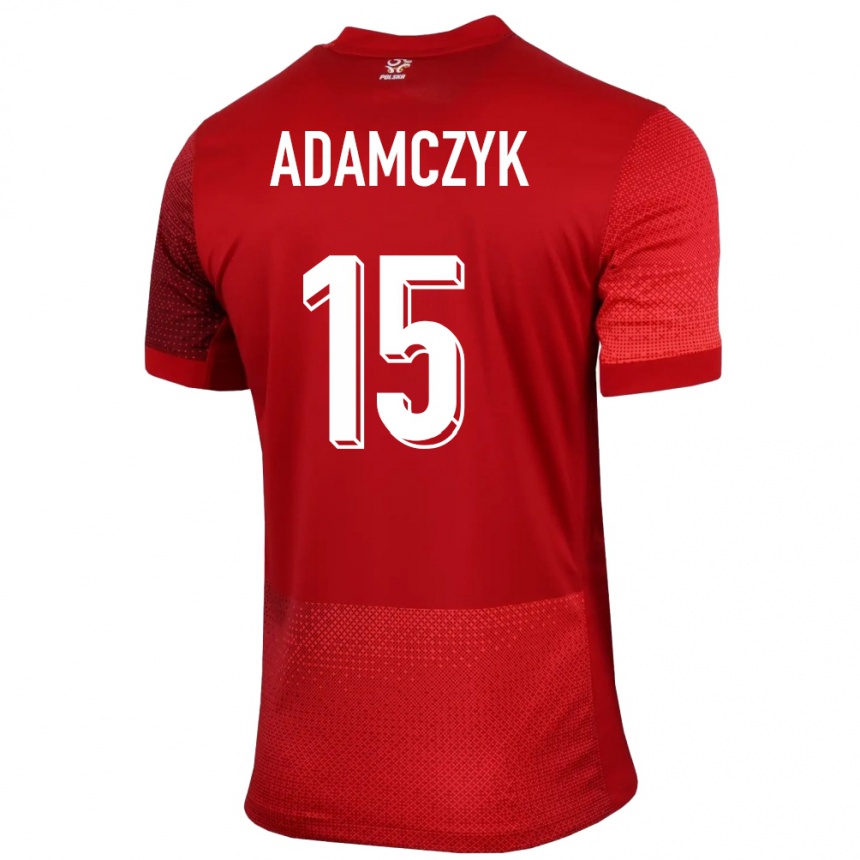 キッズフットボールポーランドニコ・アダムチク#15赤アウェイシャツ24-26ジャージーユニフォーム