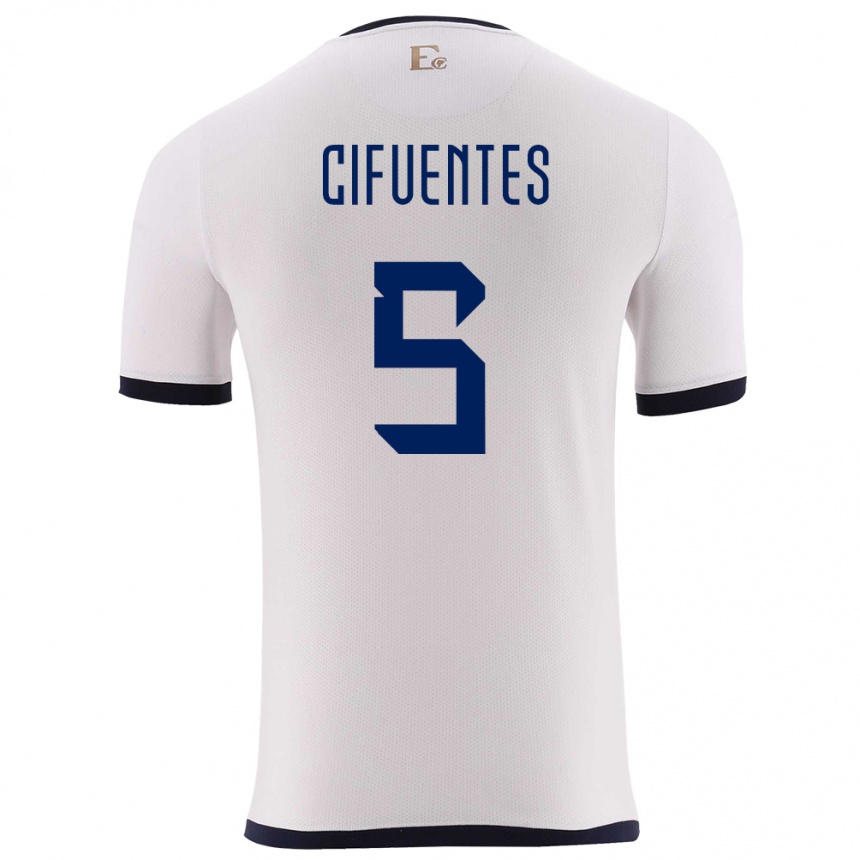 キッズフットボールエクアドルホセ・シフエンテス#5白アウェイシャツ24-26ジャージーユニフォーム