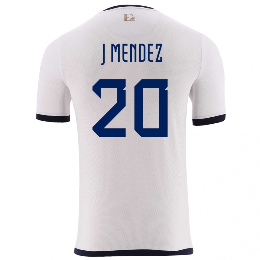 キッズフットボールエクアドルジェヘクソン・メンデス#20白アウェイシャツ24-26ジャージーユニフォーム