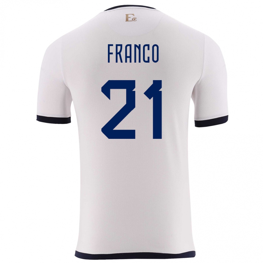 キッズフットボールエクアドルアラン・フランコ#21白アウェイシャツ24-26ジャージーユニフォーム