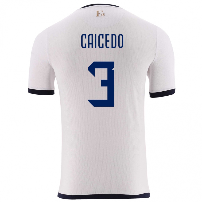 キッズフットボールエクアドルジェシー・カイセド#3白アウェイシャツ24-26ジャージーユニフォーム