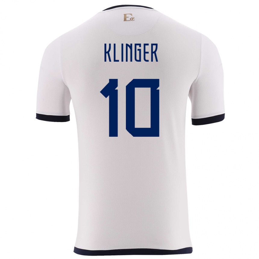 キッズフットボールエクアドルホセ・クリンガー#10白アウェイシャツ24-26ジャージーユニフォーム