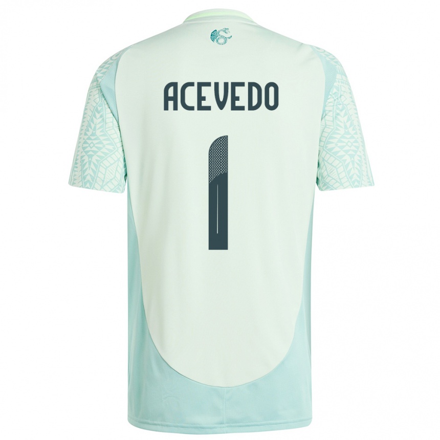 キッズフットボールメキシコカルロス・アセベド#1リネングリーンアウェイシャツ24-26ジャージーユニフォーム