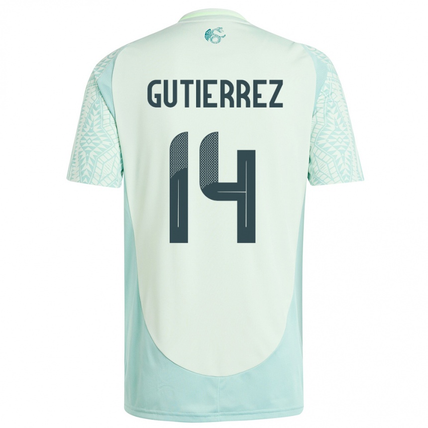 キッズフットボールメキシコエリック・グティエレス#14リネングリーンアウェイシャツ24-26ジャージーユニフォーム