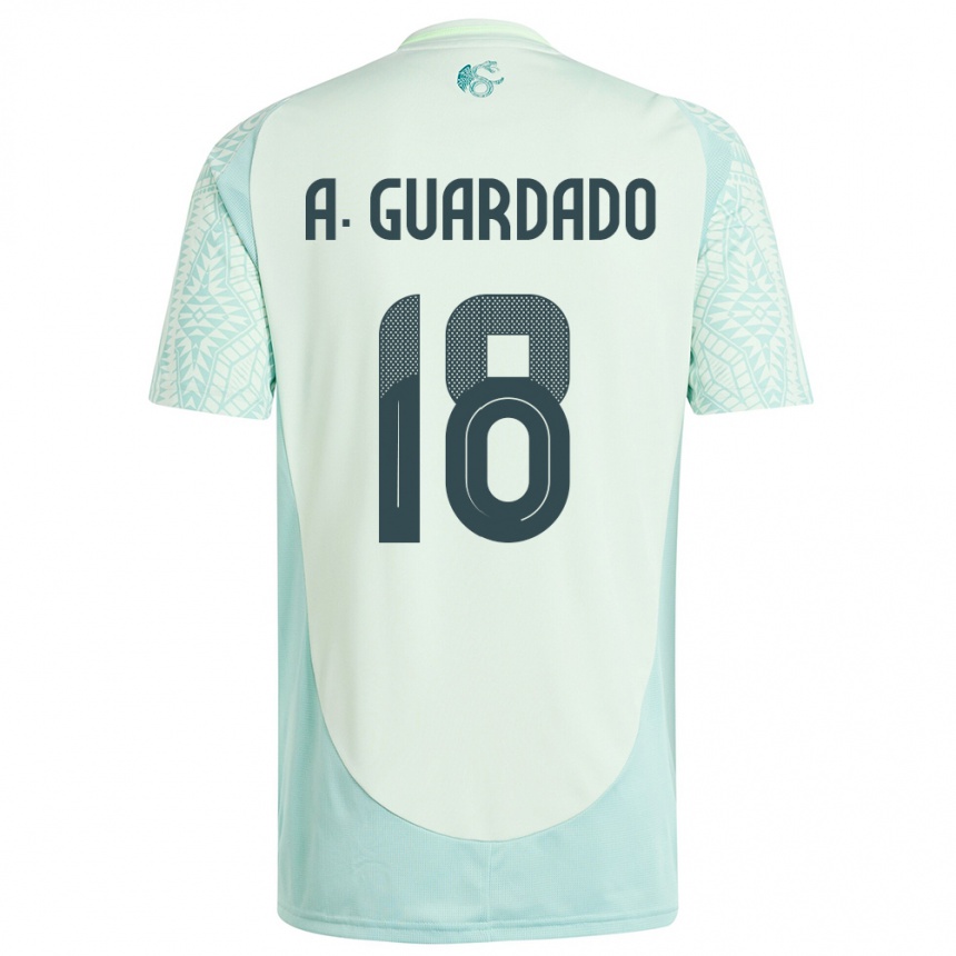 キッズフットボールメキシコアンドレス・グアルダード#18リネングリーンアウェイシャツ24-26ジャージーユニフォーム