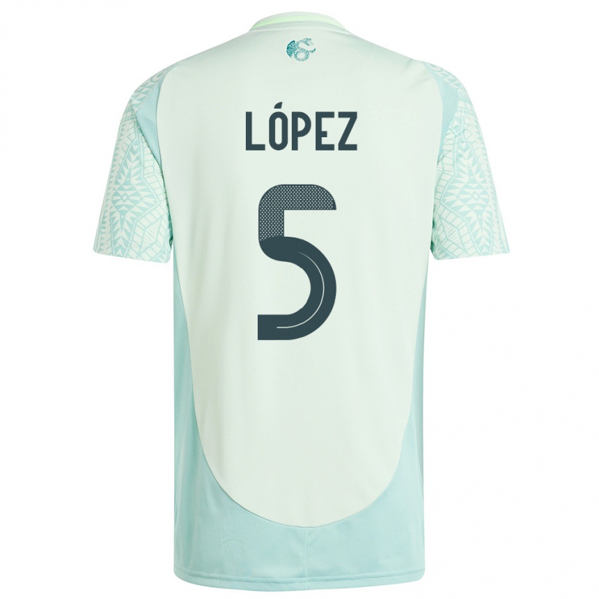 キッズフットボールメキシコヒメナ・ロペス#5リネングリーンアウェイシャツ24-26ジャージーユニフォーム
