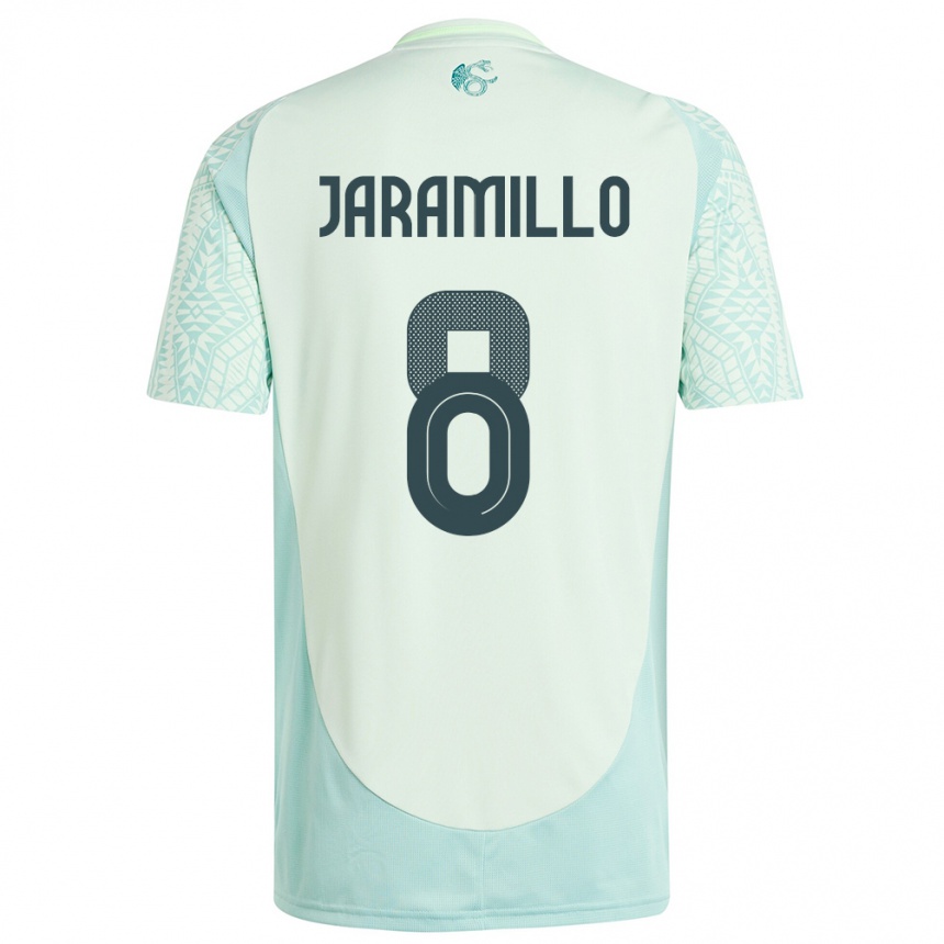キッズフットボールメキシコカロリーナ・ジャラミロ#8リネングリーンアウェイシャツ24-26ジャージーユニフォーム