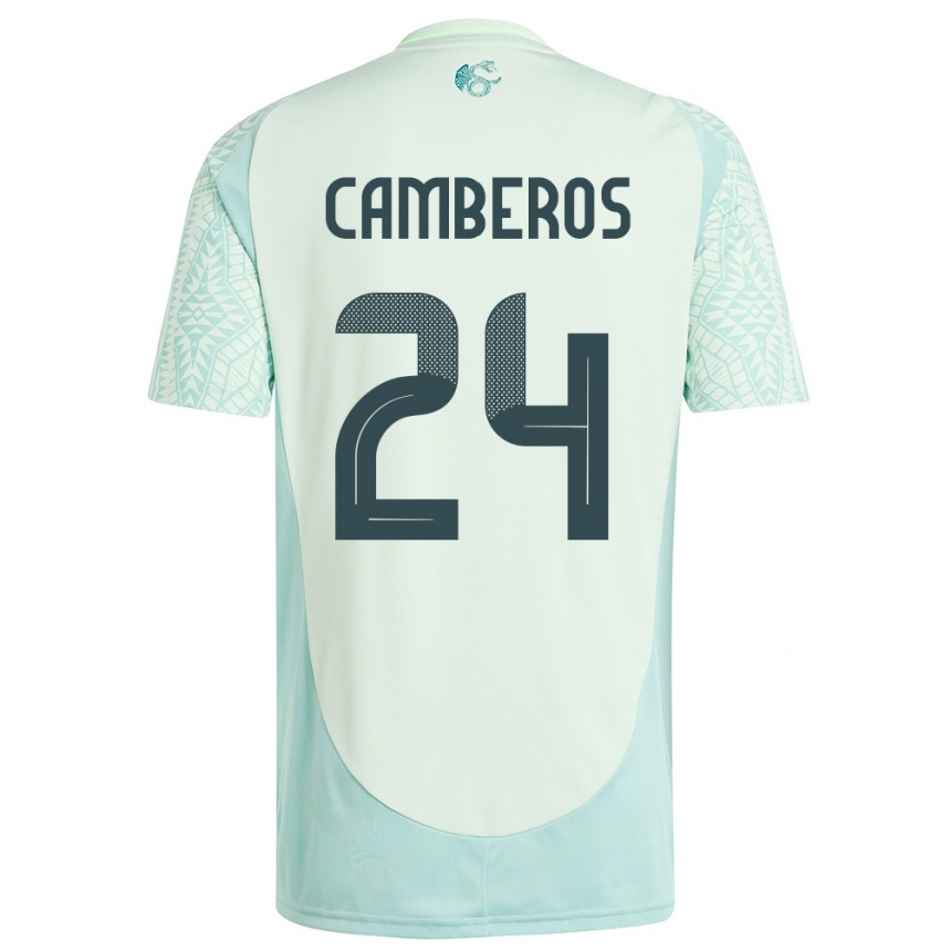 キッズフットボールメキシコスカーレット・カンベロス#24リネングリーンアウェイシャツ24-26ジャージーユニフォーム