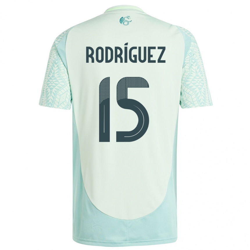 キッズフットボールメキシコホルヘ・ロドリゲス#15リネングリーンアウェイシャツ24-26ジャージーユニフォーム