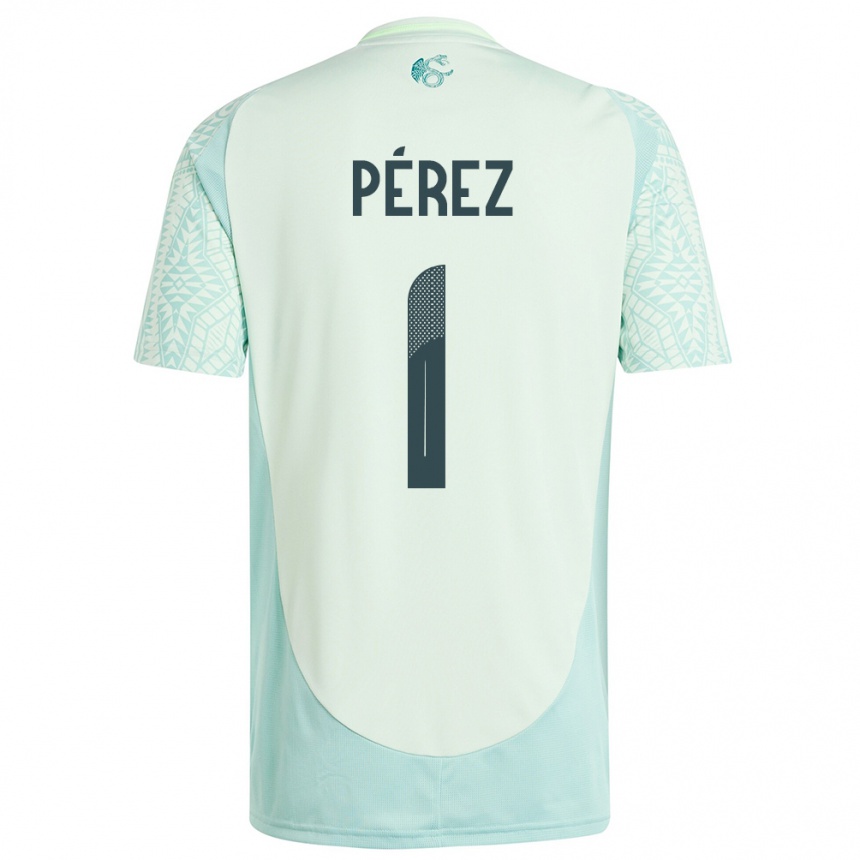 キッズフットボールメキシコエミリアーノ・ペレス#1リネングリーンアウェイシャツ24-26ジャージーユニフォーム
