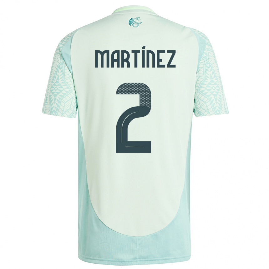 キッズフットボールメキシコエミリオ・マルティネス#2リネングリーンアウェイシャツ24-26ジャージーユニフォーム
