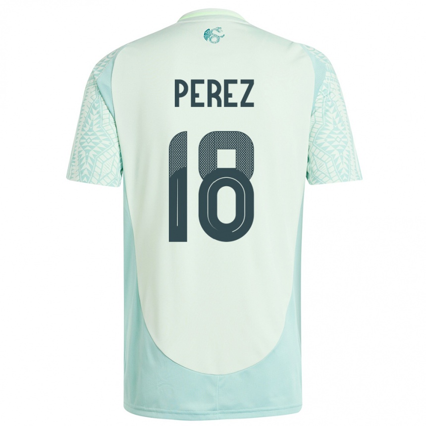 キッズフットボールメキシコジョナサン・ペレス#18リネングリーンアウェイシャツ24-26ジャージーユニフォーム