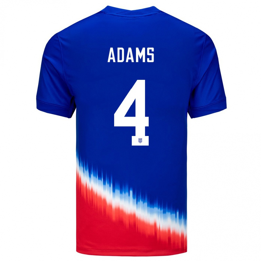 キッズフットボールアメリカ合衆国タイラー・アダムス#4青アウェイシャツ24-26ジャージーユニフォーム