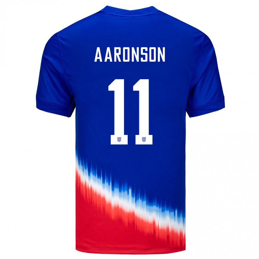 キッズフットボールアメリカ合衆国ブレンデン・アーロンソン #11青アウェイシャツ24-26ジャージーユニフォーム