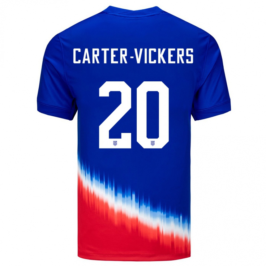 キッズフットボールアメリカ合衆国キャメロン・カーター＝ヴィッカース#20青アウェイシャツ24-26ジャージーユニフォーム