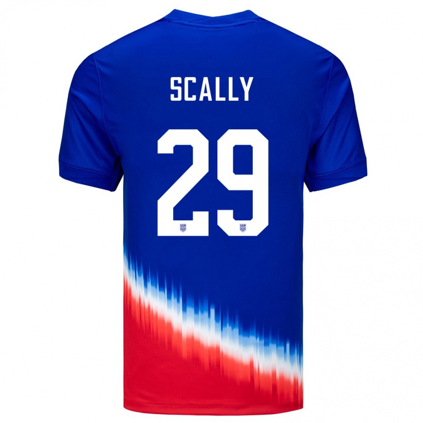 キッズフットボールアメリカ合衆国ジョゼフ・スカリー #29青アウェイシャツ24-26ジャージーユニフォーム
