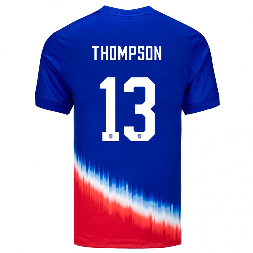 キッズフットボールアメリカ合衆国アリッサ・トンプソン#13青アウェイシャツ24-26ジャージーユニフォーム