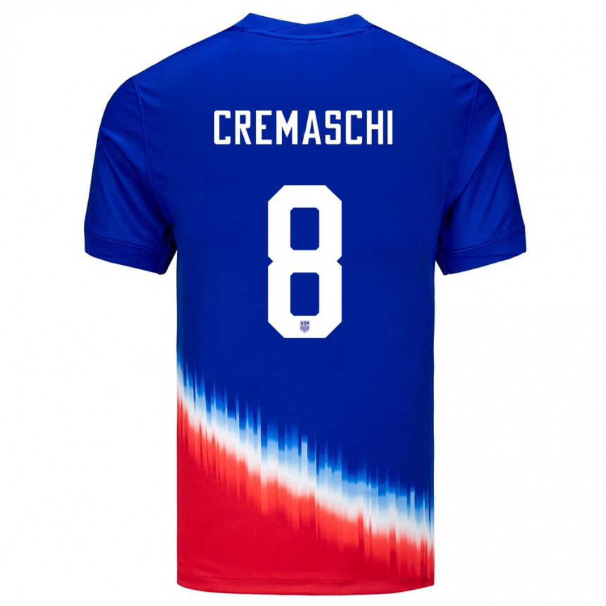 キッズフットボールアメリカ合衆国ベンジャミン・クレマスキ#8青アウェイシャツ24-26ジャージーユニフォーム
