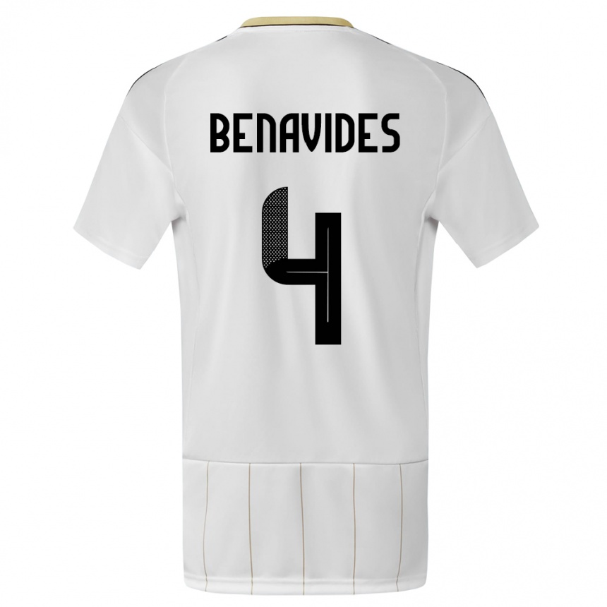 キッズフットボールコスタリカマリアナ・ベナビデス#4白アウェイシャツ24-26ジャージーユニフォーム