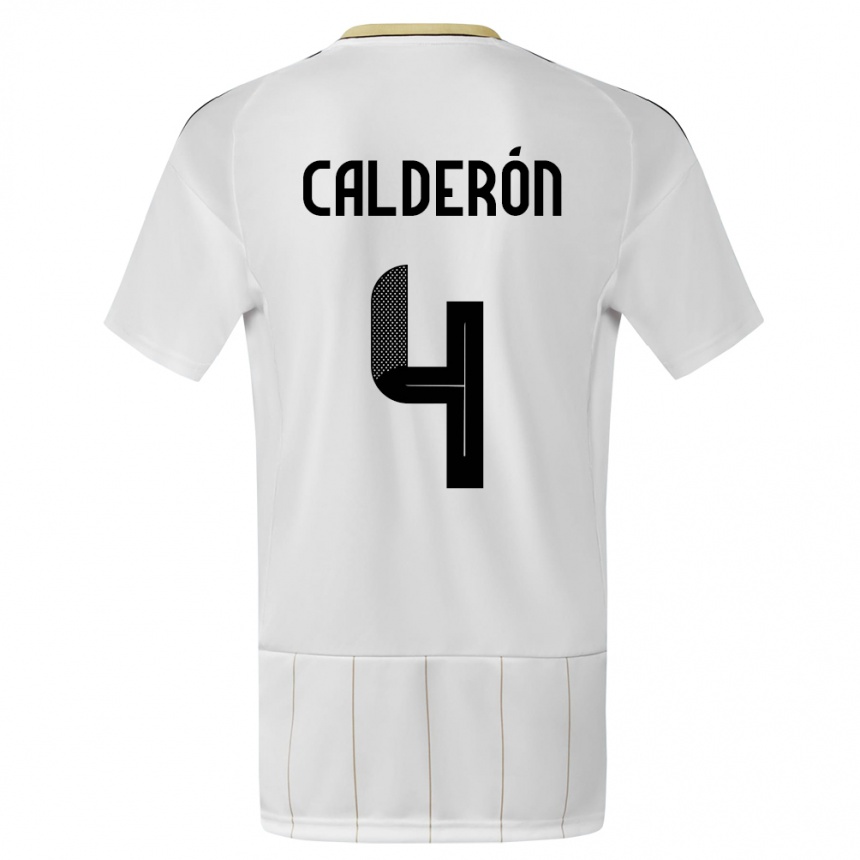 キッズフットボールコスタリカブランドン・ヘスス・カルデロン・デルガド#4白アウェイシャツ24-26ジャージーユニフォーム