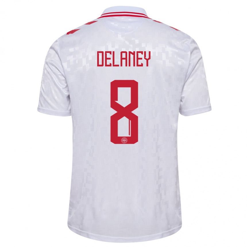 キッズフットボールデンマークトーマス・デラネイ#8白アウェイシャツ24-26ジャージーユニフォーム