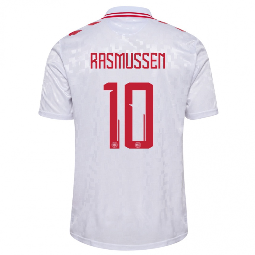 キッズフットボールデンマーククリスチャン・ラスムッセン#10白アウェイシャツ24-26ジャージーユニフォーム