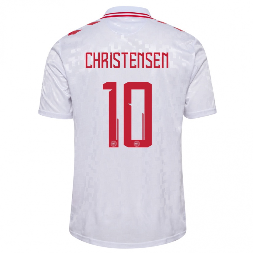 キッズフットボールデンマークグスタフ・クリステンセン#10白アウェイシャツ24-26ジャージーユニフォーム
