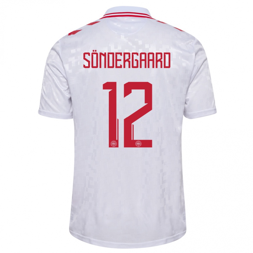 キッズフットボールデンマークフィリップ・ソンダーガード#12白アウェイシャツ24-26ジャージーユニフォーム