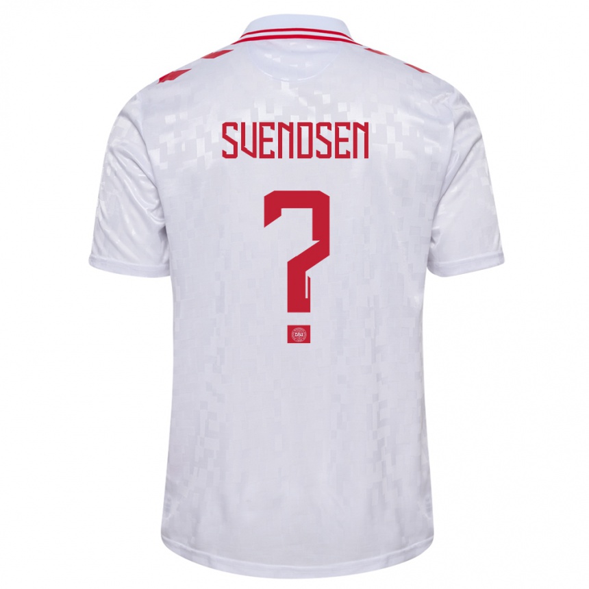 キッズフットボールデンマークチャルフェ・スヴェンセン#0白アウェイシャツ24-26ジャージーユニフォーム
