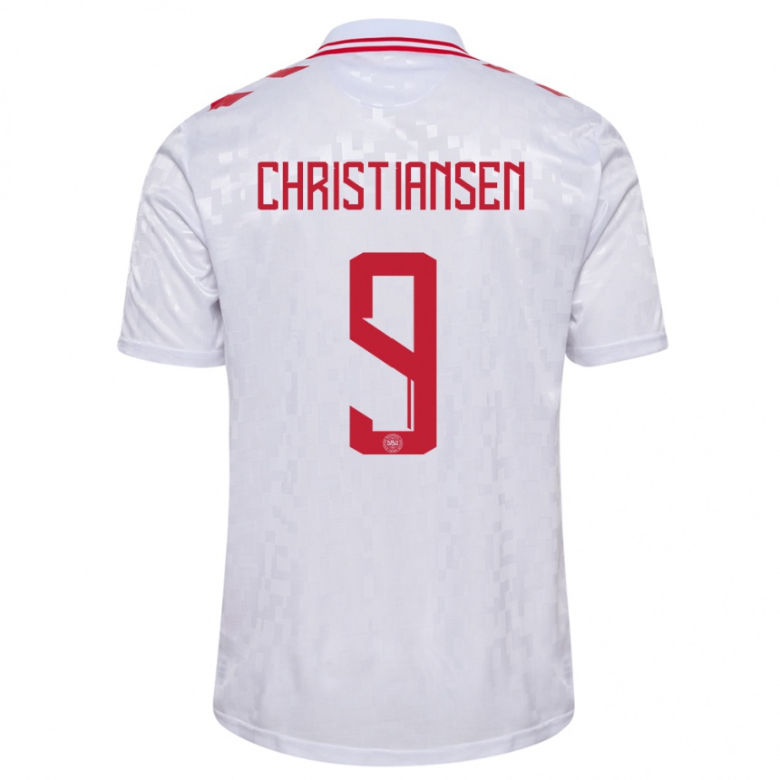 キッズフットボールデンマークナンナ・クリスチャンセン#9白アウェイシャツ24-26ジャージーユニフォーム