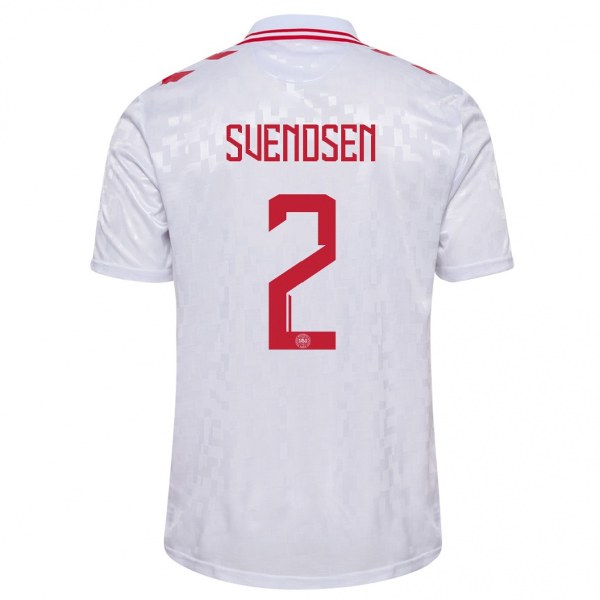 キッズフットボールデンマークオリバー・スヴェンセン#2白アウェイシャツ24-26ジャージーユニフォーム