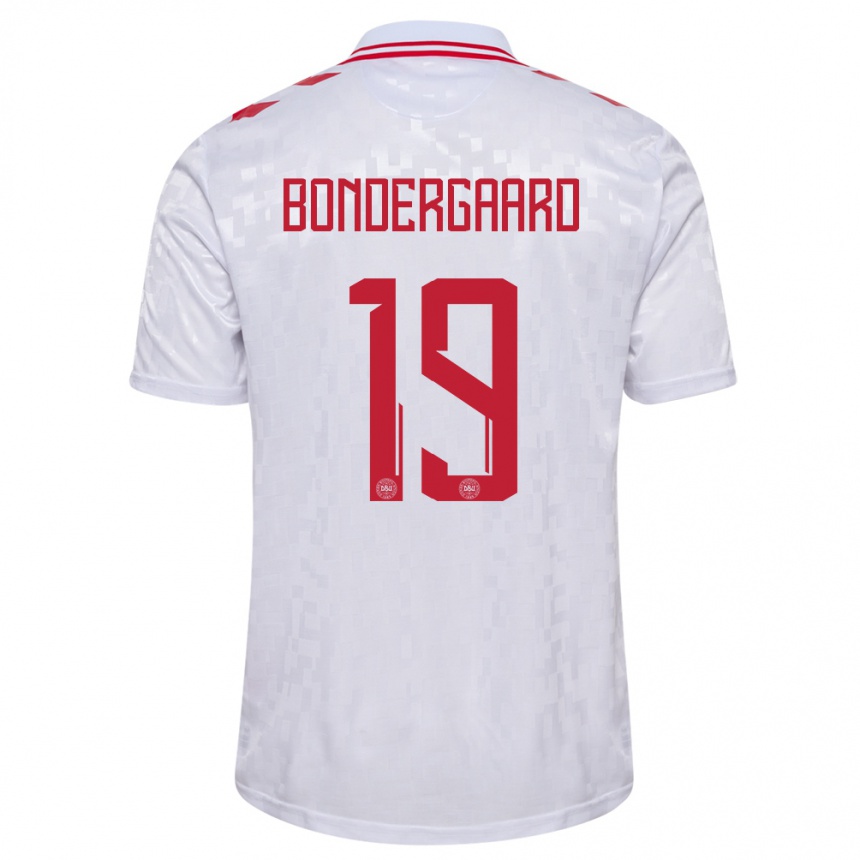 キッズフットボールデンマークアスビョルン・ボンダーガード#19白アウェイシャツ24-26ジャージーユニフォーム