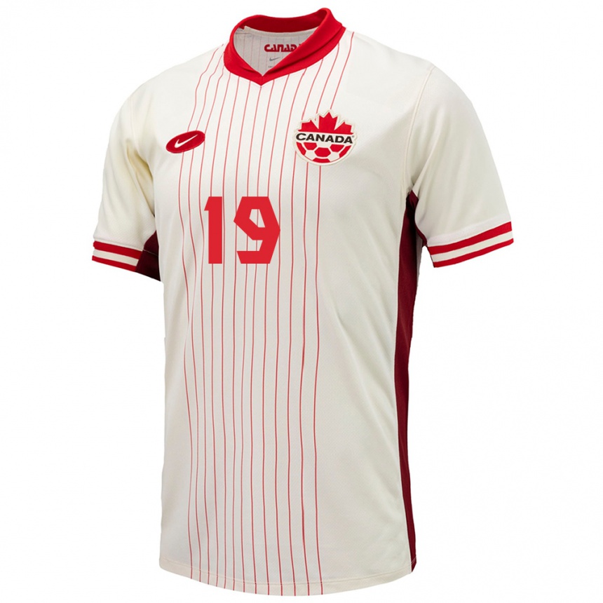 キッズフットボールカナダSebastian Breza#19白アウェイシャツ24-26ジャージーユニフォーム