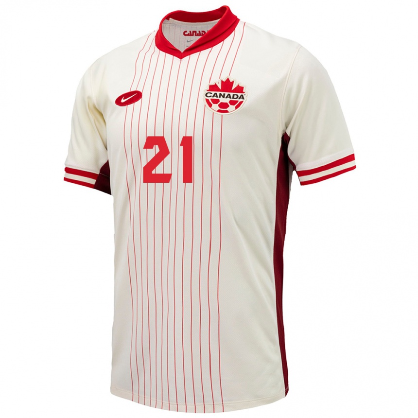 キッズフットボールカナダLucas Ozimec#21白アウェイシャツ24-26ジャージーユニフォーム