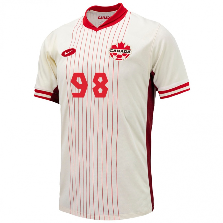 キッズフットボールカナダオリビア・スミス#98白アウェイシャツ24-26ジャージーユニフォーム