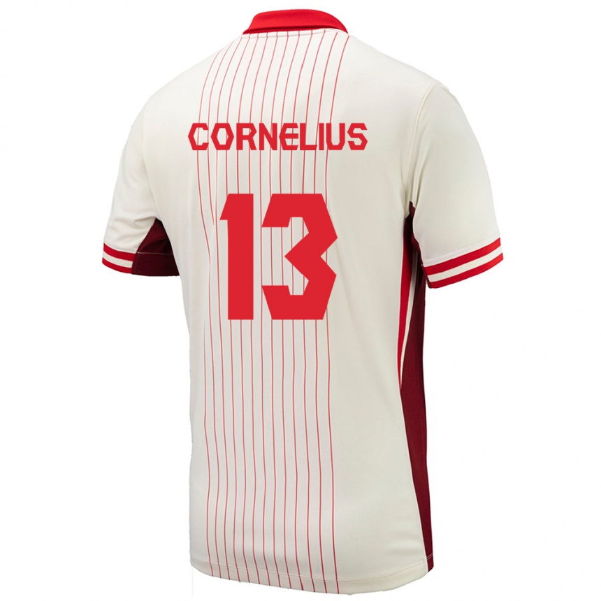 キッズフットボールカナダデレク・コーネリアス#13白アウェイシャツ24-26ジャージーユニフォーム