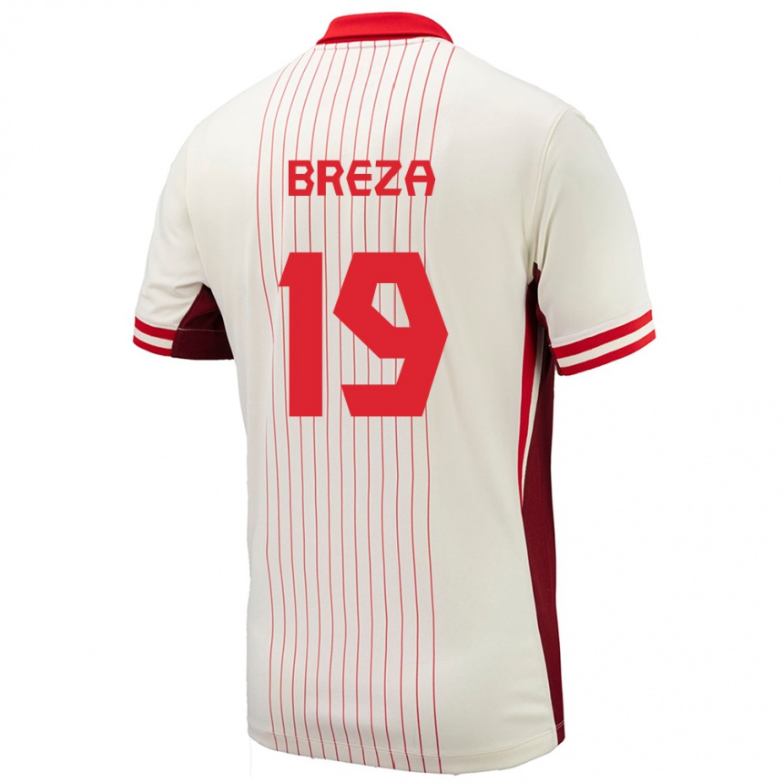 キッズフットボールカナダSebastian Breza#19白アウェイシャツ24-26ジャージーユニフォーム