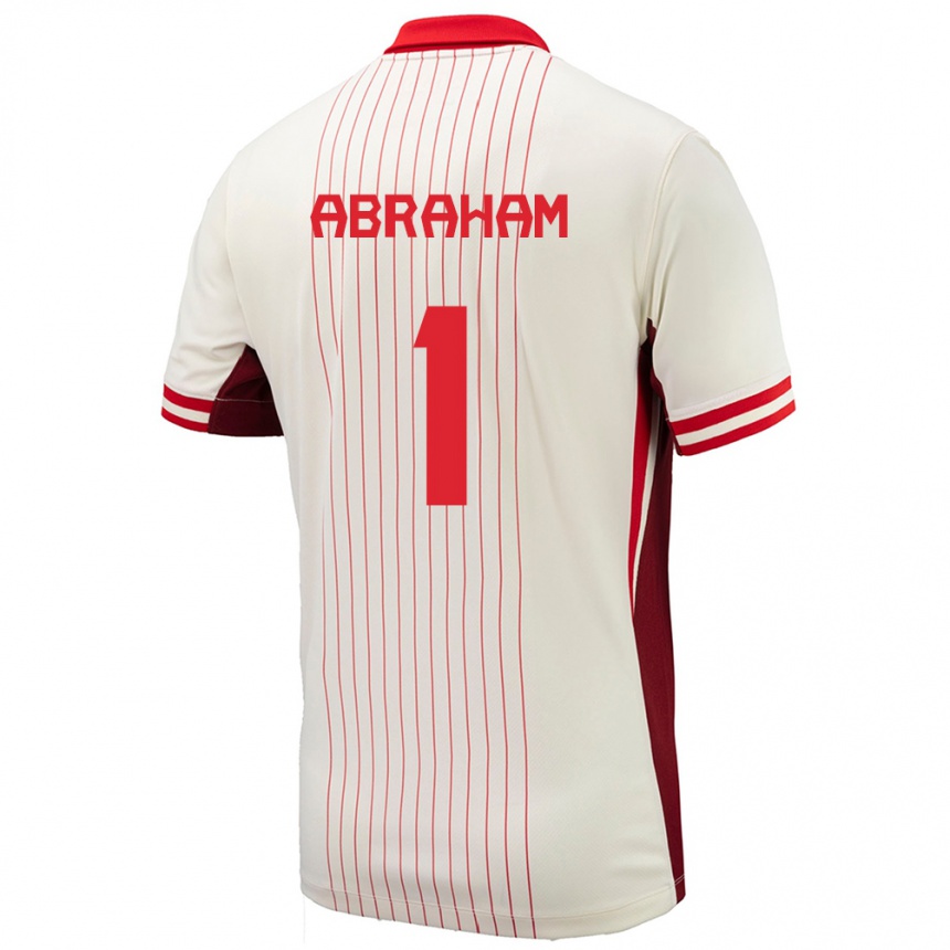 キッズフットボールカナダNathaniel Abraham#1白アウェイシャツ24-26ジャージーユニフォーム