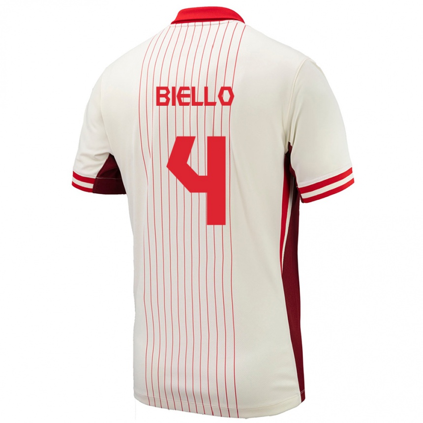 キッズフットボールカナダAlessandro Biello#4白アウェイシャツ24-26ジャージーユニフォーム