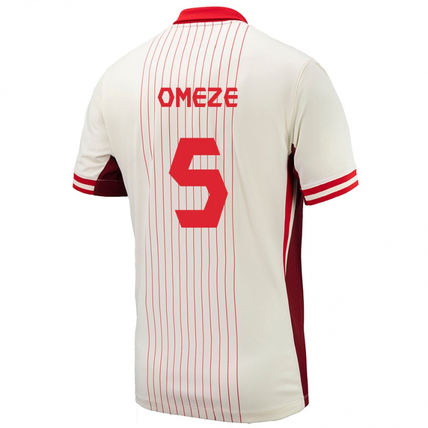 キッズフットボールカナダChimere Omeze#5白アウェイシャツ24-26ジャージーユニフォーム