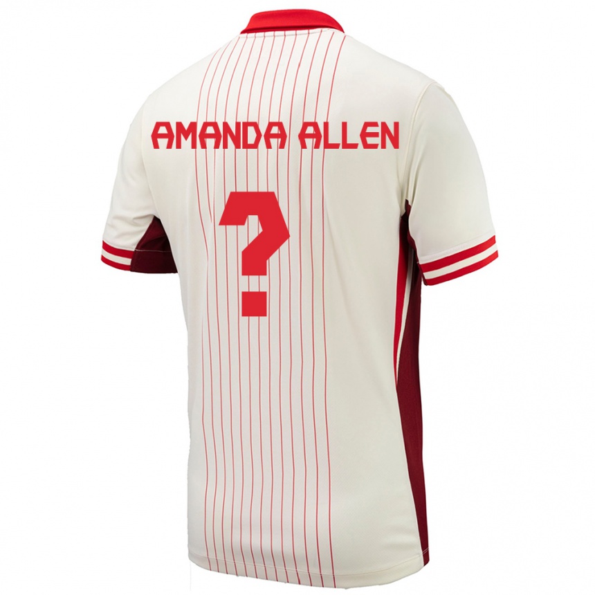 キッズフットボールカナダAmanda Allen#0白アウェイシャツ24-26ジャージーユニフォーム