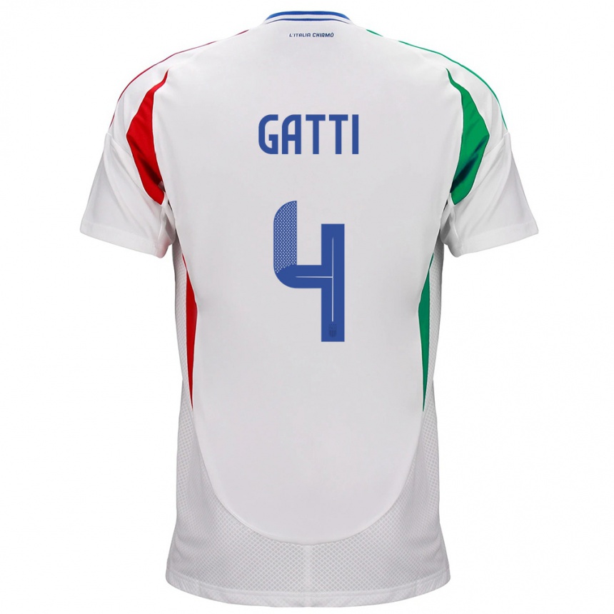 キッズフットボールイタリアフェデリコ・ガッティ#4白アウェイシャツ24-26ジャージーユニフォーム