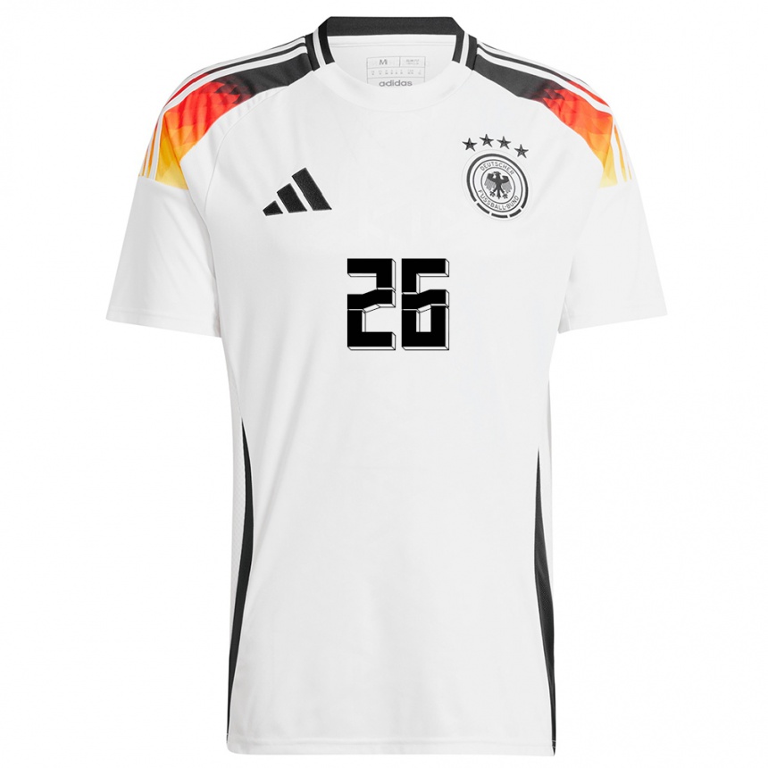 メンズフットボールドイツクリスティアン・ギュンター#26白ホームシャツ24-26ジャージーユニフォーム
